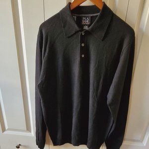 Italian Merino Collared Pullover. Black. Size L. NWT.
